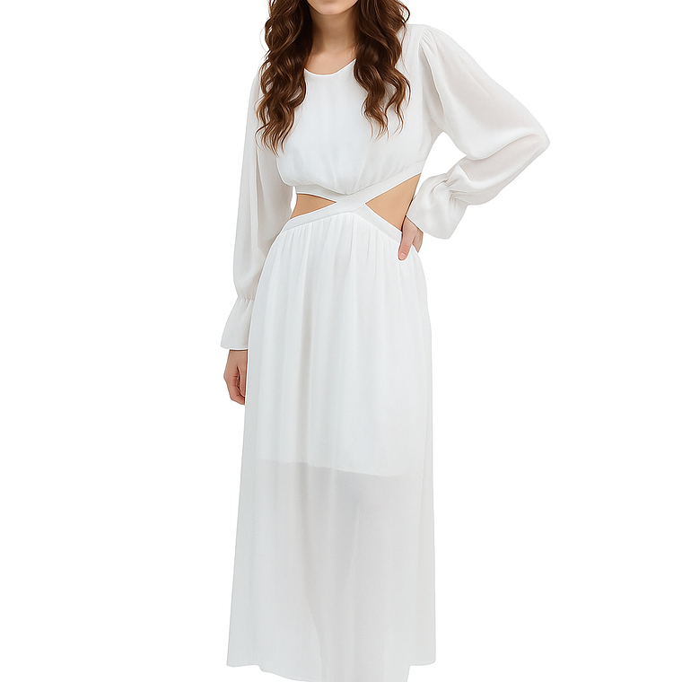 Vestido Cut-Out Elegancia Fluida (Blanco y Negro) 2