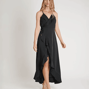 Vestido Italiano Negro Cruzado – Estándar