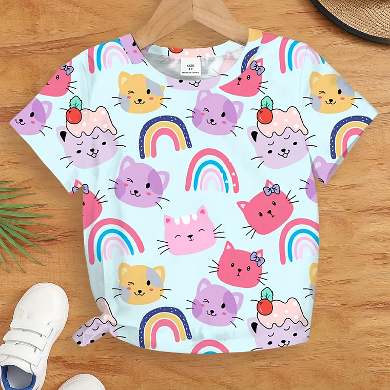 Polera Gatos & Arcoíris 1