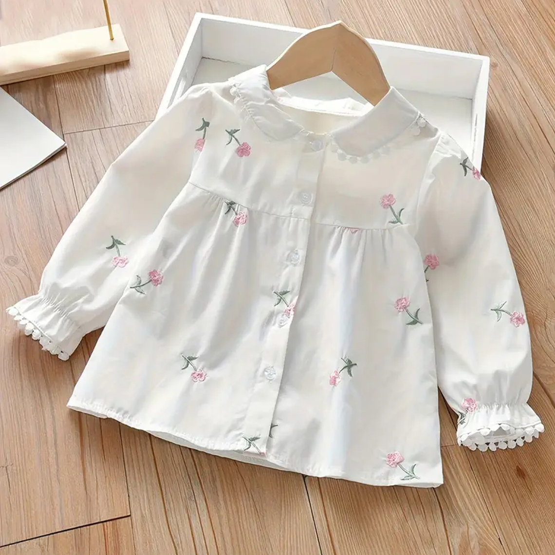 Blusa Blanca Flores Rosadas 1