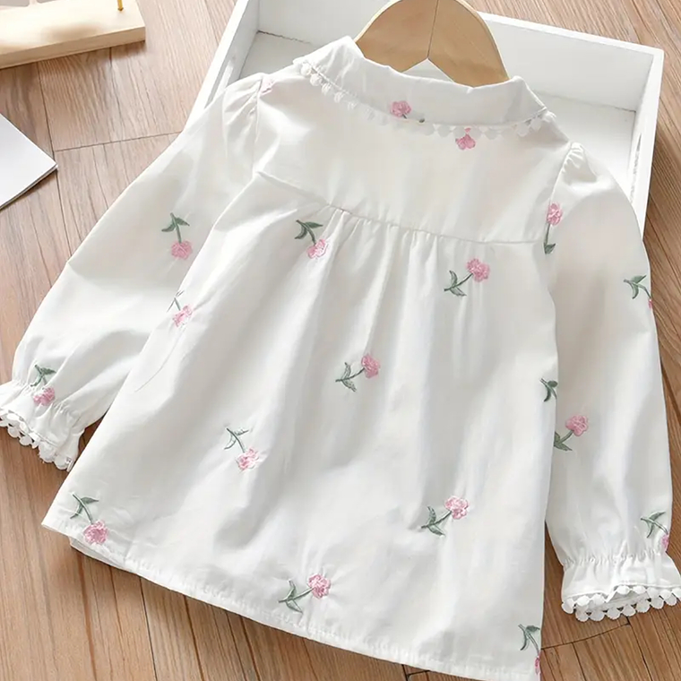 Blusa Blanca Flores Rosadas 3