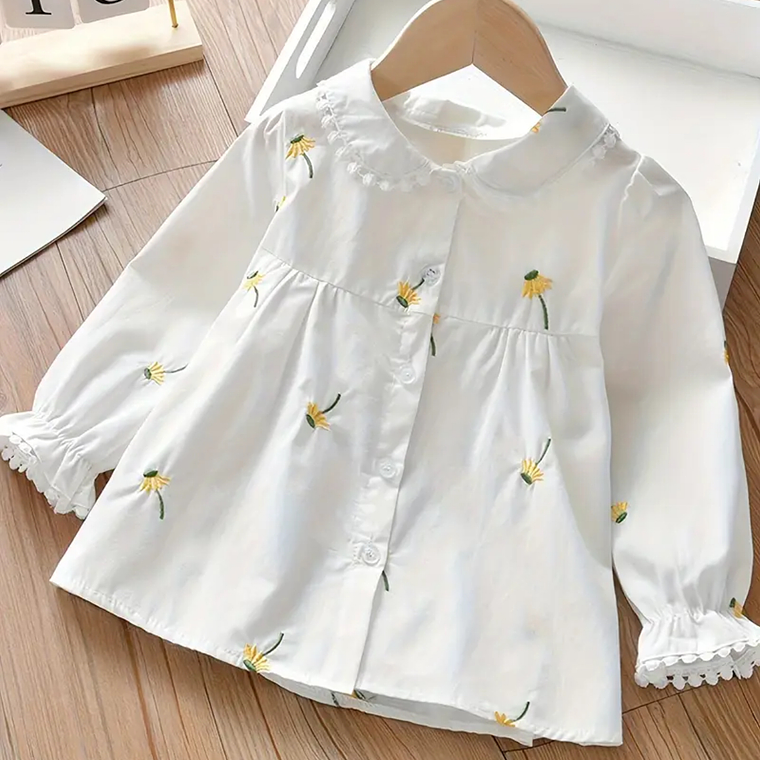 Blusa Blanca Flores Amarillas 1