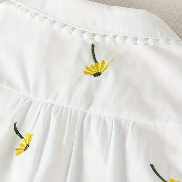 Blusa Blanca Flores Amarillas 2