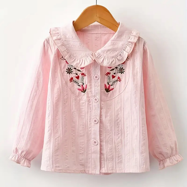 Blusa Rosa con Bordado Floral 2