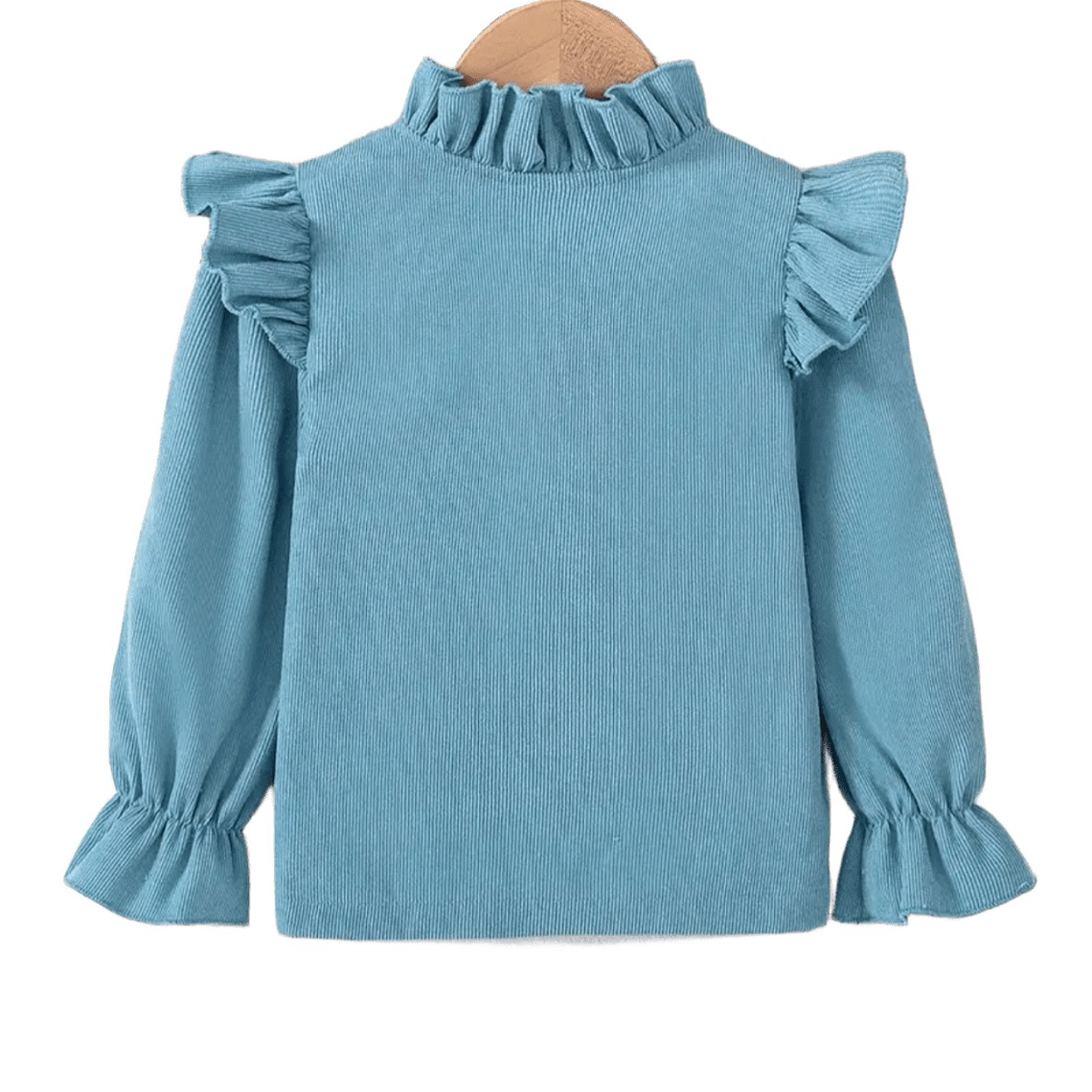 Blusa Azul con Volantes y Bordado 2
