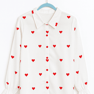 Blusa Blanca Corazones