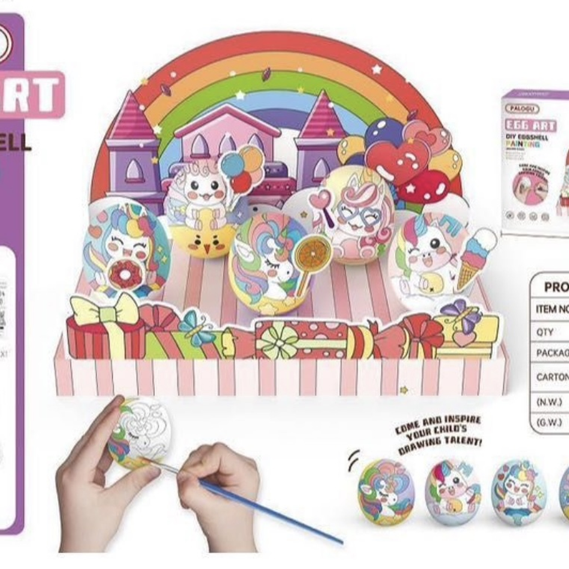 Set de Pintura en Huevitos 3D. Egg Art Unicorn   2