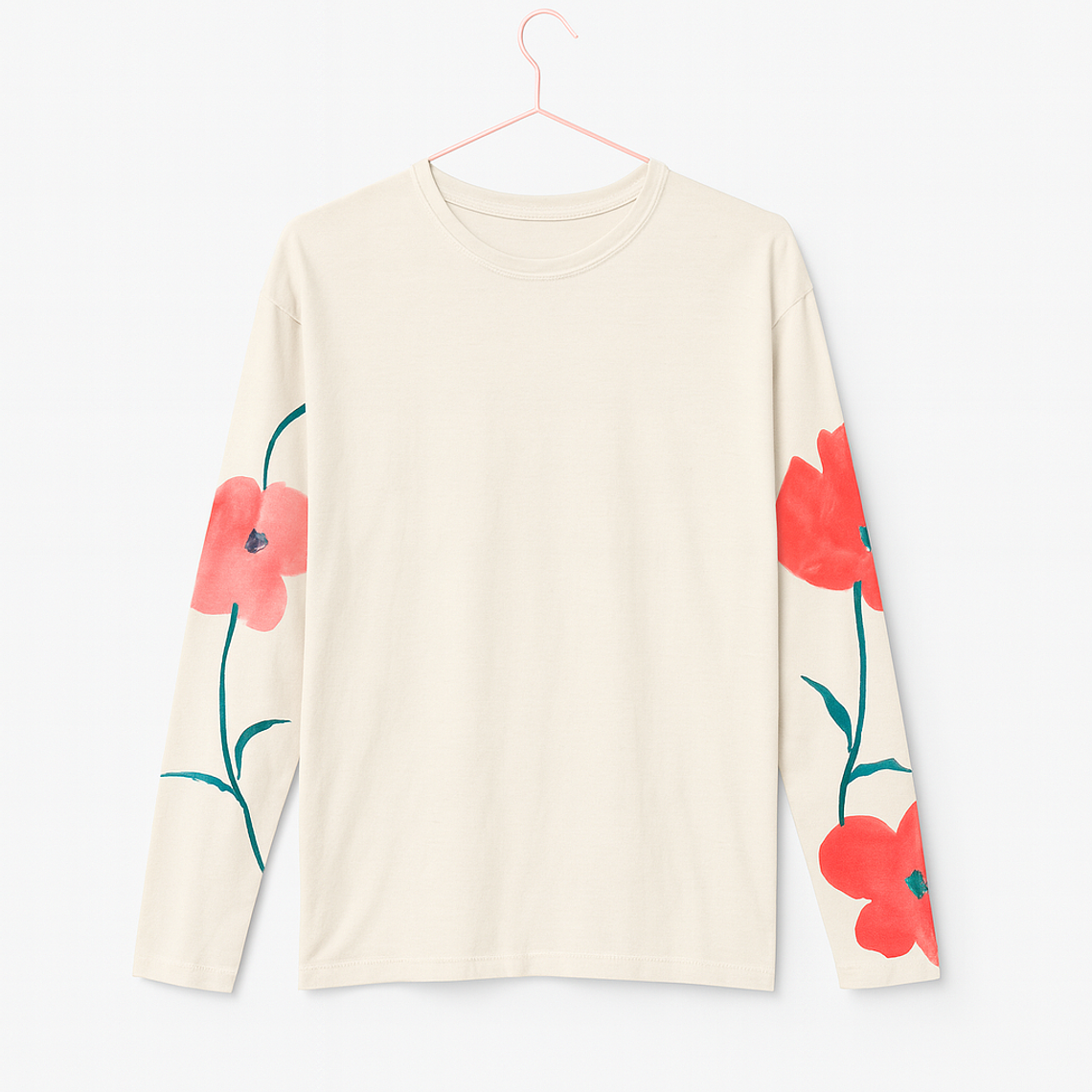 Suéter Blanco con Mangas Florales 2