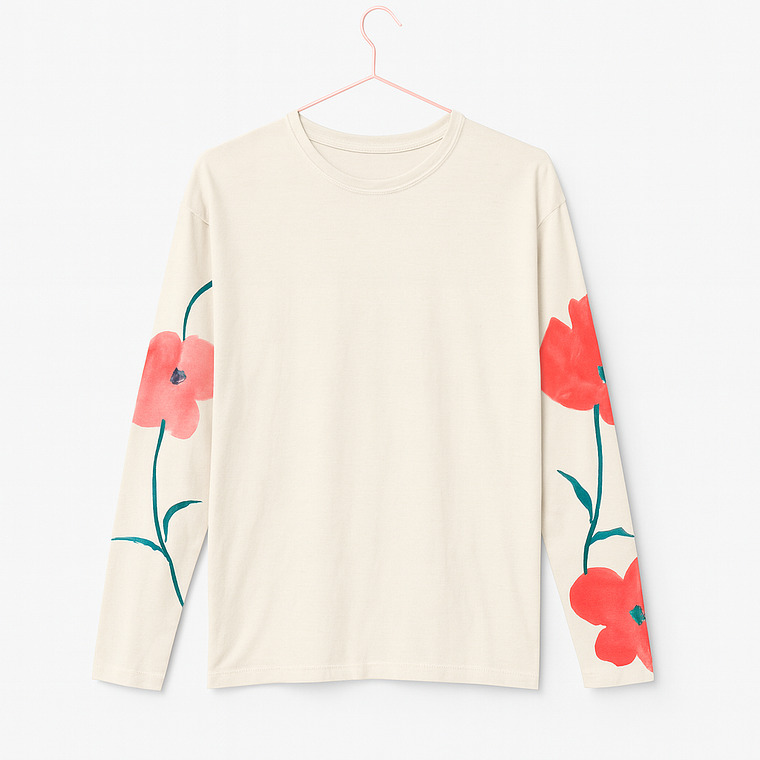 Suéter Blanco con Mangas Florales 2