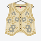 Chaleco Tejido Vintage con Flores – Beige - Miniatura 1