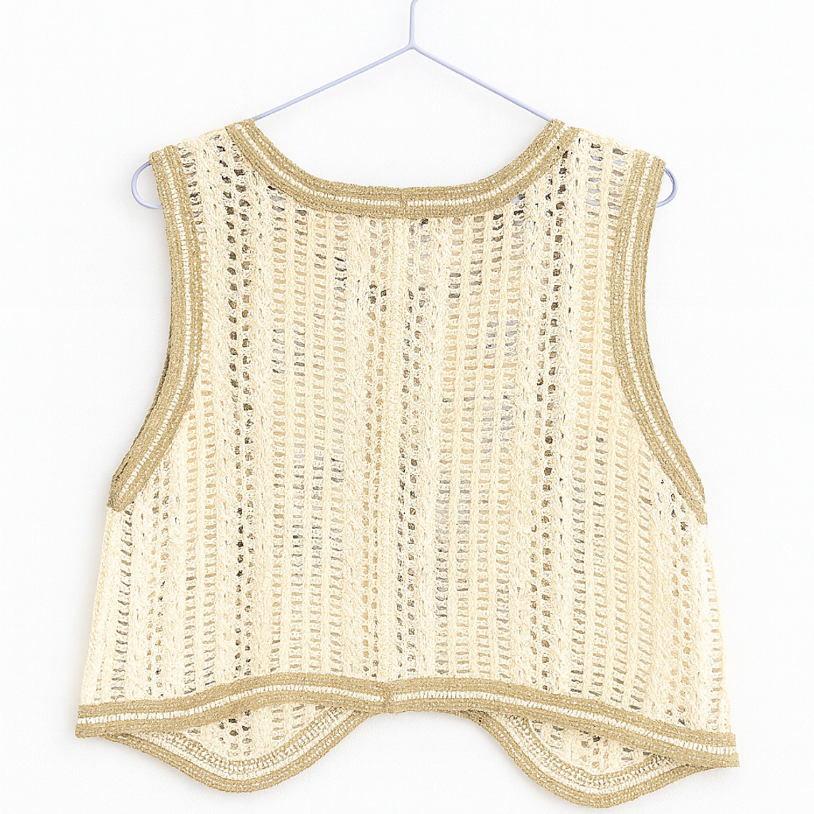 Chaleco Tejido Vintage con Flores – Beige 2
