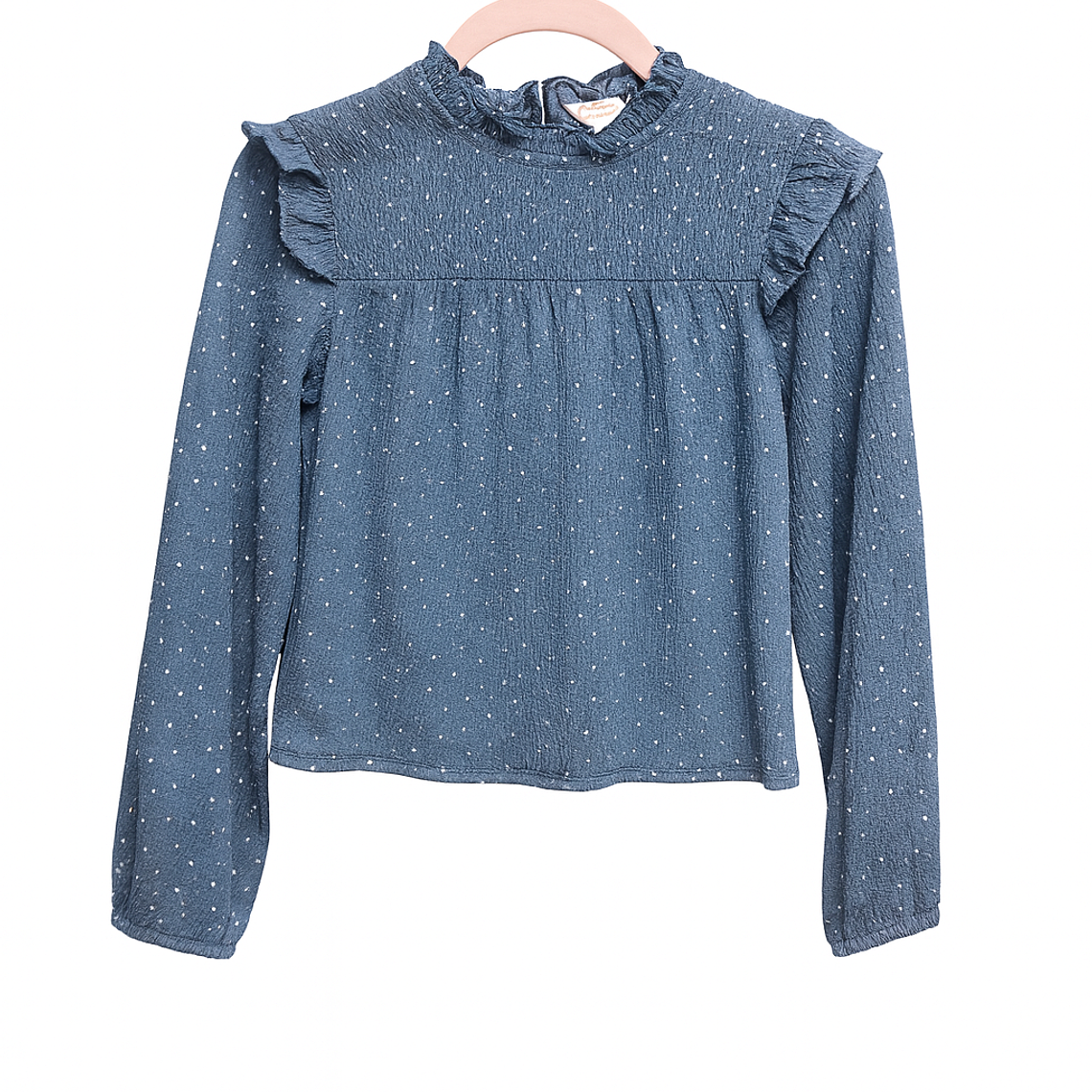 Blusa Azul con Vuelos y Textura 1