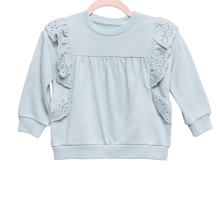 Polerón Celeste con Vuelos Bordados (talla 6) 1