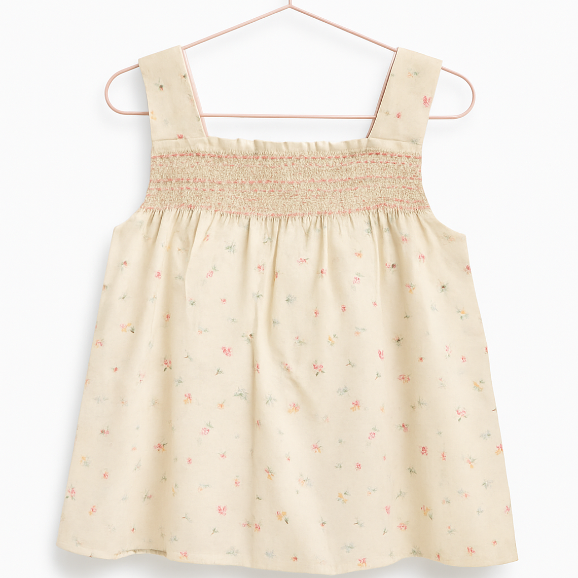 Blusita Beige Floral con Lazo Smock 1