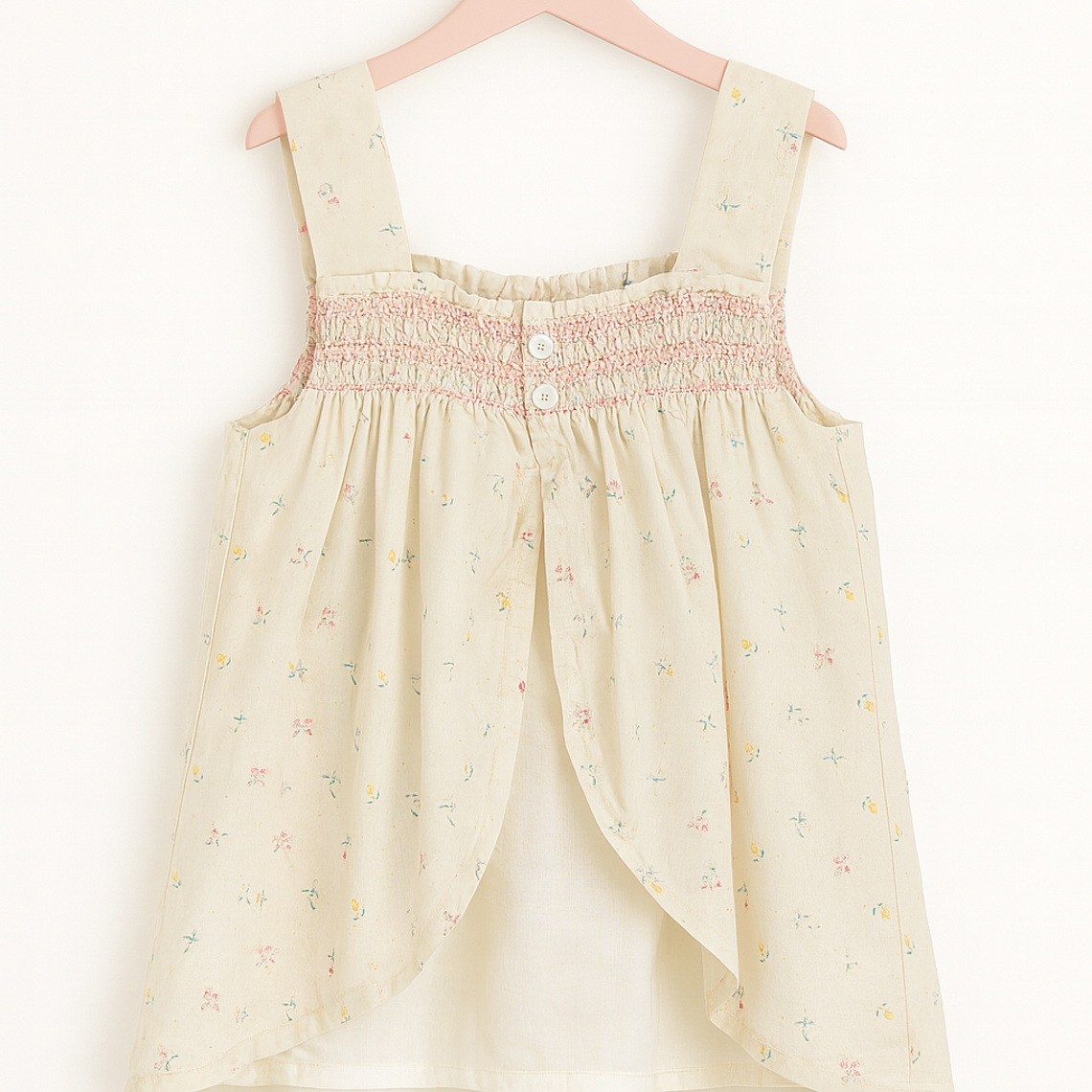 Blusita Beige Floral con Lazo Smock 2