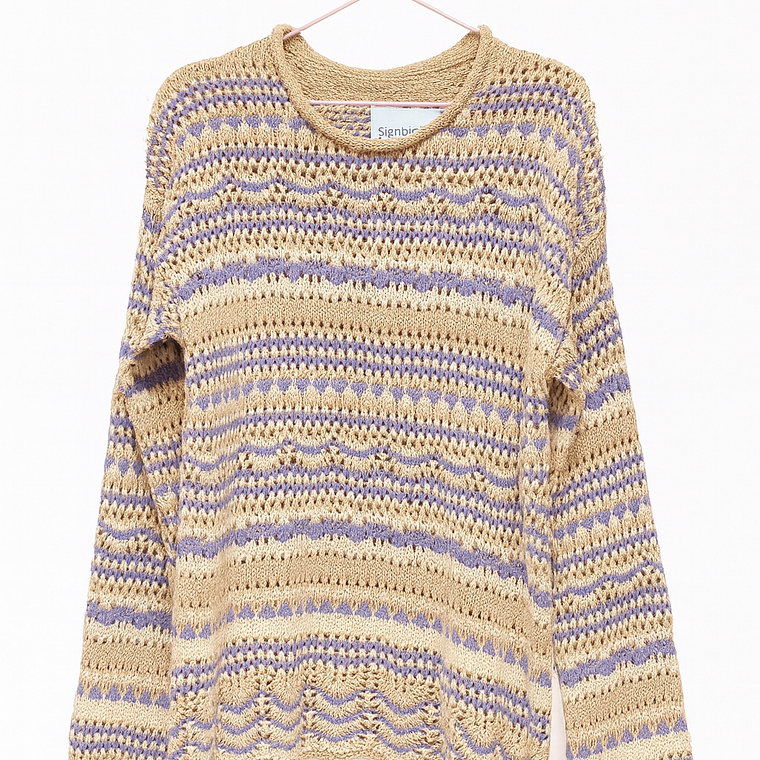 Sweater Tejido Rayas Lila & Beige 1