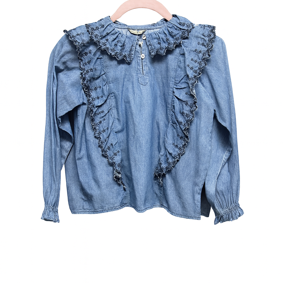 Blusa Denim con Volantes Bordados 1