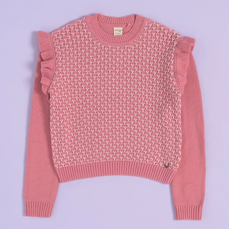 Sweater Rosa con Tejido Texturado 1