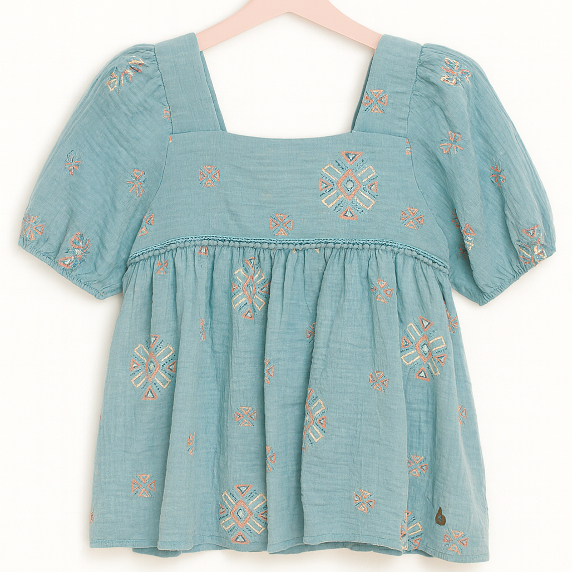 Blusa Aqua con diseños Étnicos 1