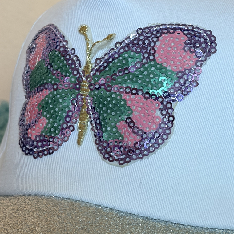 Jockey Blanco Mariposa Lentejuelas – Ala brillante  2