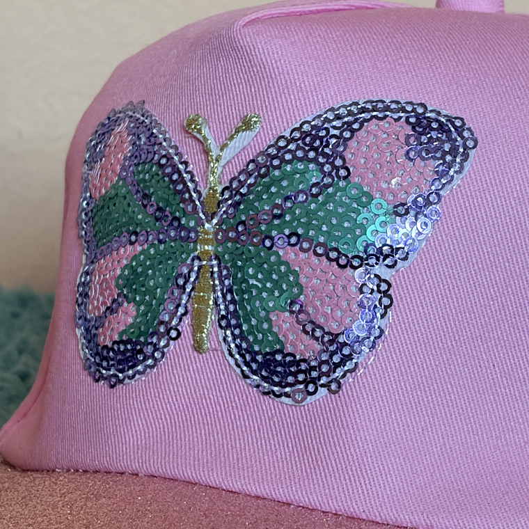 Jockey Rosado Mariposa Lentejuelas – Ala Rosa Glitter 2