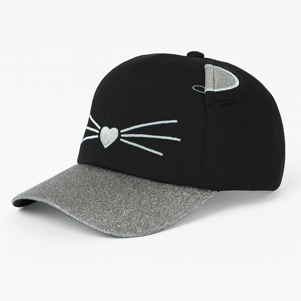 Jockey Negro Gatito Plateado – Ala Glitter 1