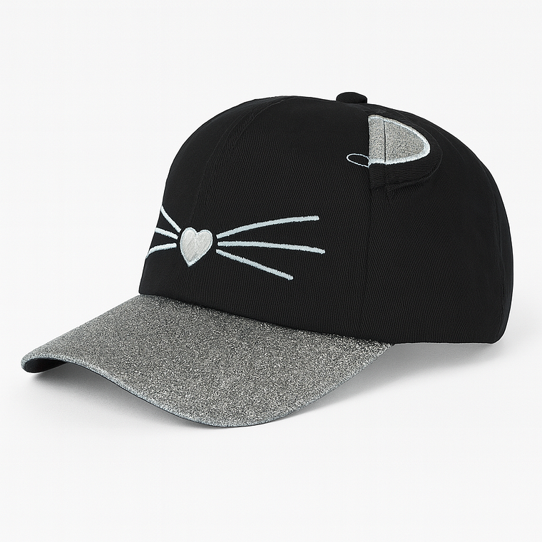 Jockey Negro Gatito Plateado – Ala Glitter 1