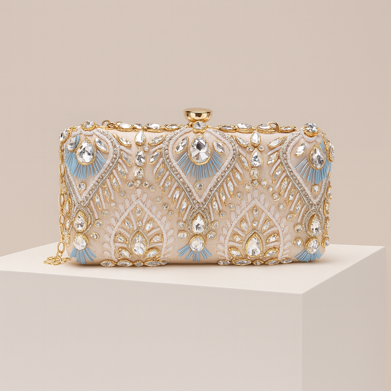 Clutch Glam Cristales Oro 1