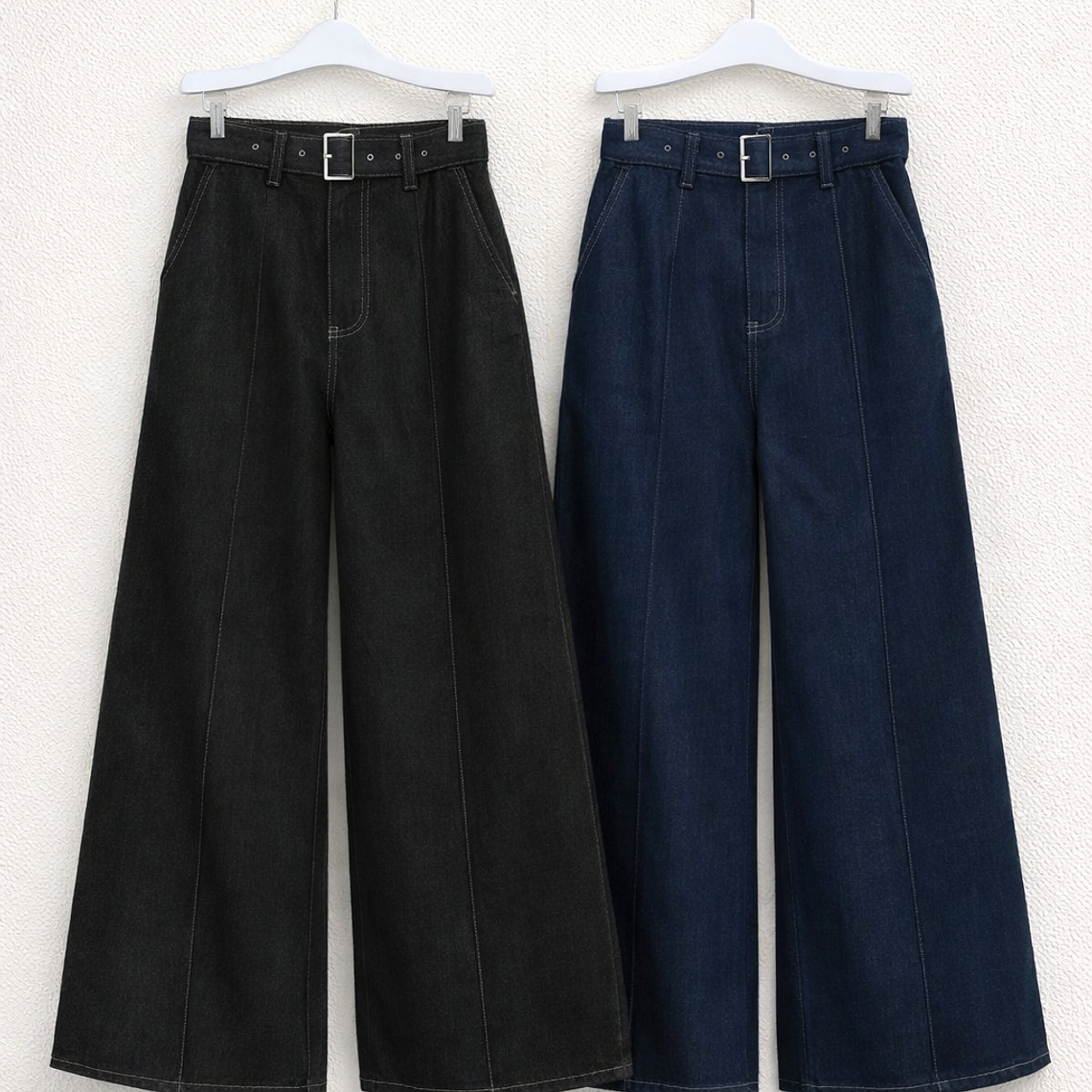 Pantalón Wide Leg Denim con Cinturón 1