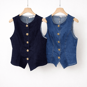 Chaleco Denim Clásico con Botones Dorados