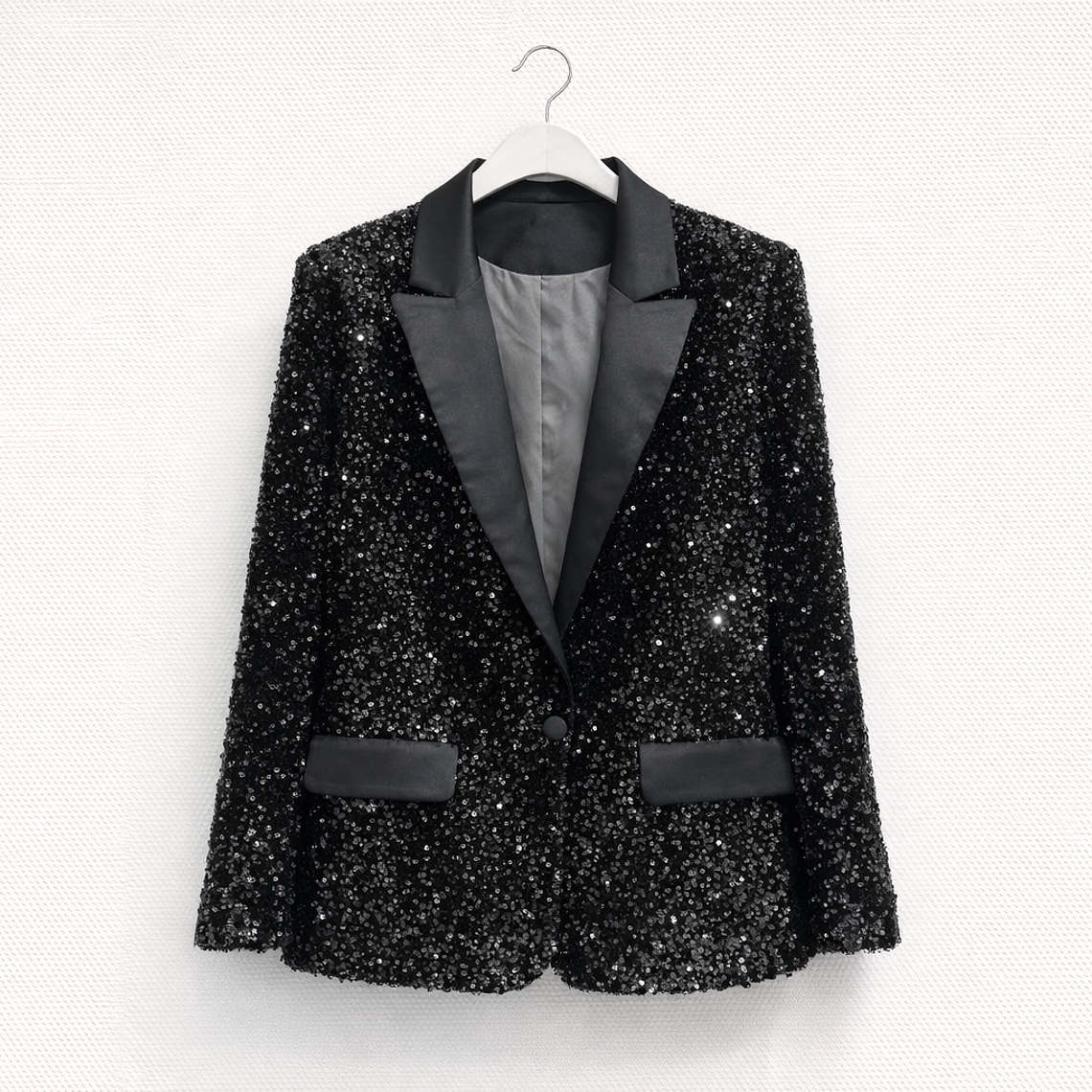 Blazer Negro con Lentejuelas Elegantes 1