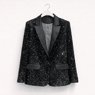 Blazer Negro con Lentejuelas Elegantes