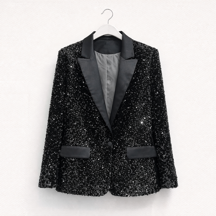 Blazer Negro con Lentejuelas Elegantes 1