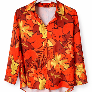 Blusa Floral Roja y Naranjo