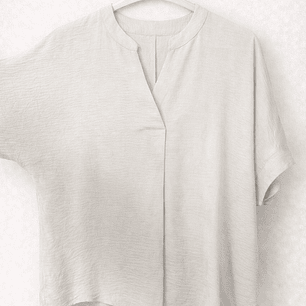 Blusa Beige Minimalista de Manga Corta