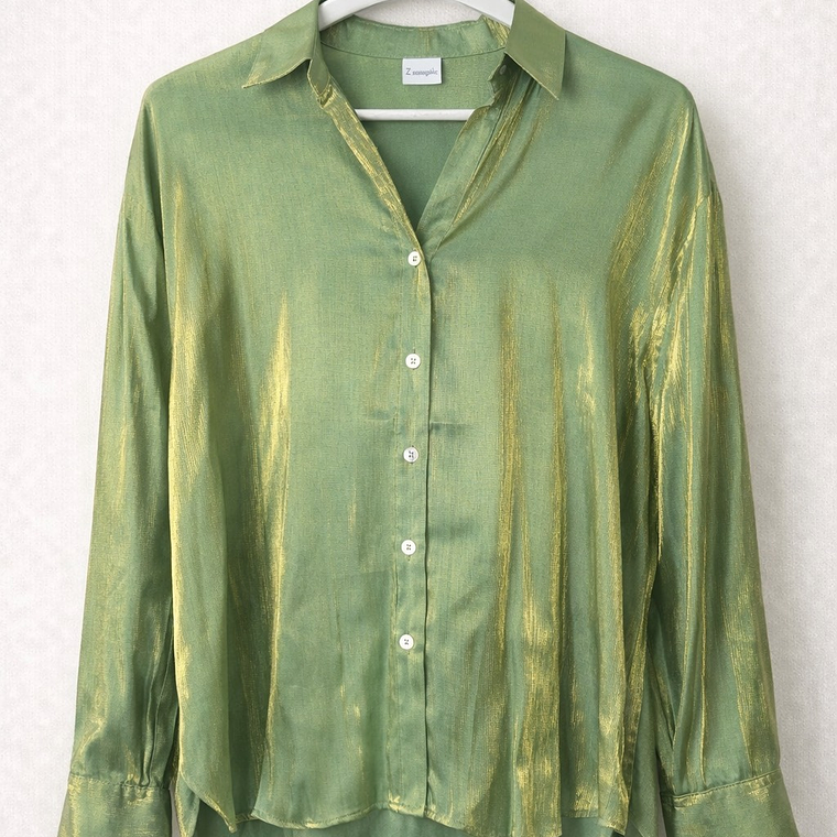 Blusa Verde Satinada con Brillo Suave tornasol (L) 1
