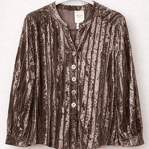 Blusa Café Texturizada con Botones