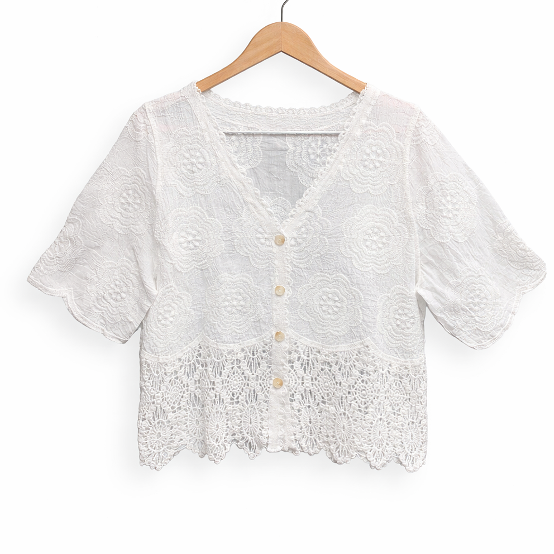 Blusa Blanca Bordada Romantic Chic Estándar  1