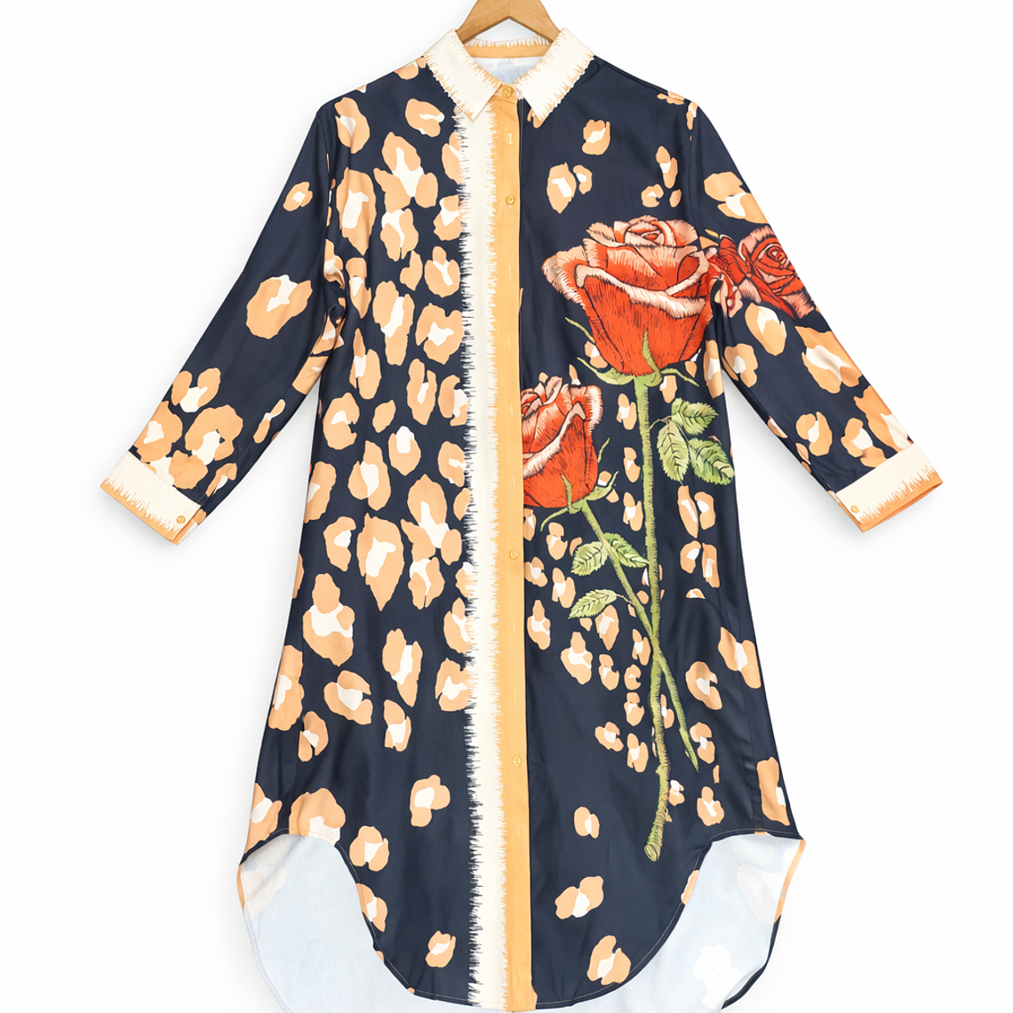 Tapado Camisero Largo Italiano Estampado Floral & Animal Print 1