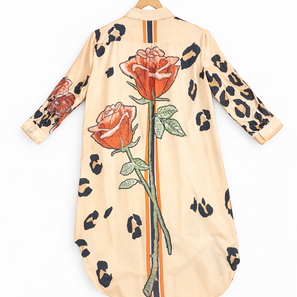 Tapado Camisero Largo Italiano Beige Floral & Animal Print 2