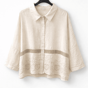 Blusa Cruda con Encaje y Brillos