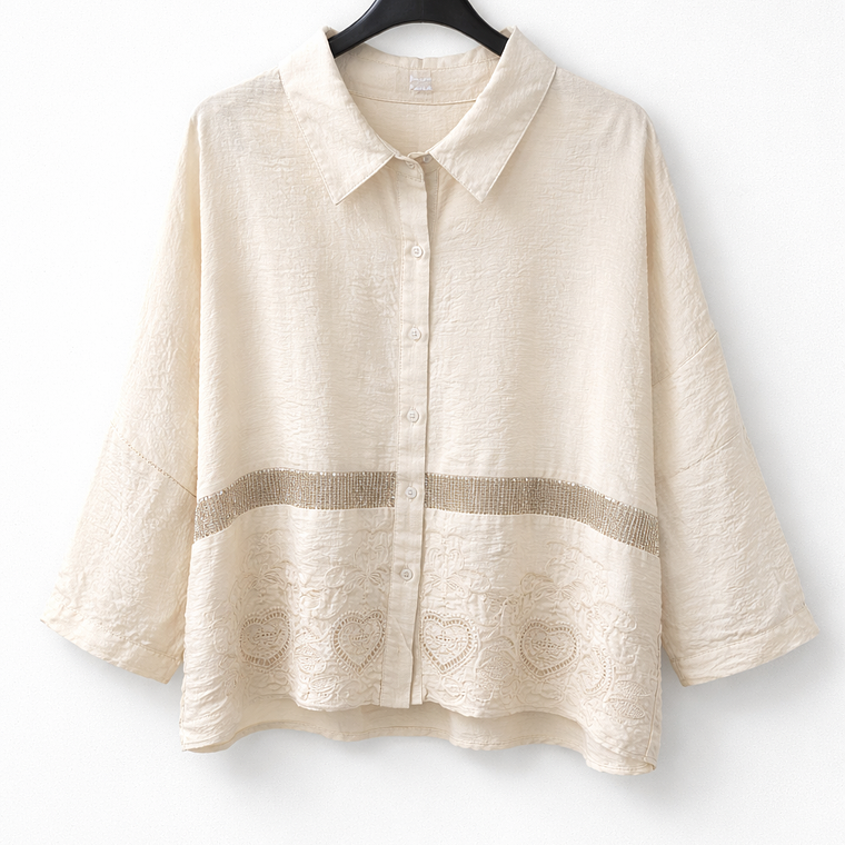 Blusa Cruda con Encaje y Brillos 1