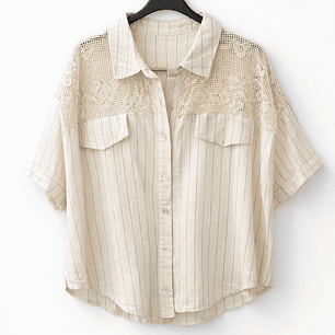 Camisa Rayada con Encaje Superior