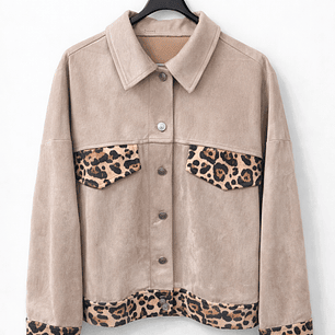 Chaqueta Beige con Detalles Animal Print