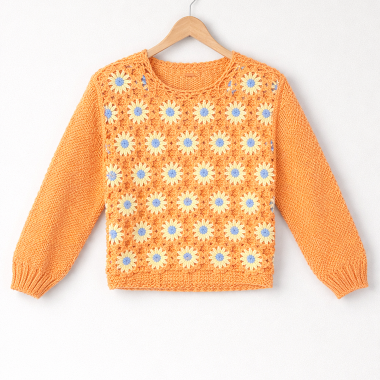 Suéter crochet flores geométricas 6