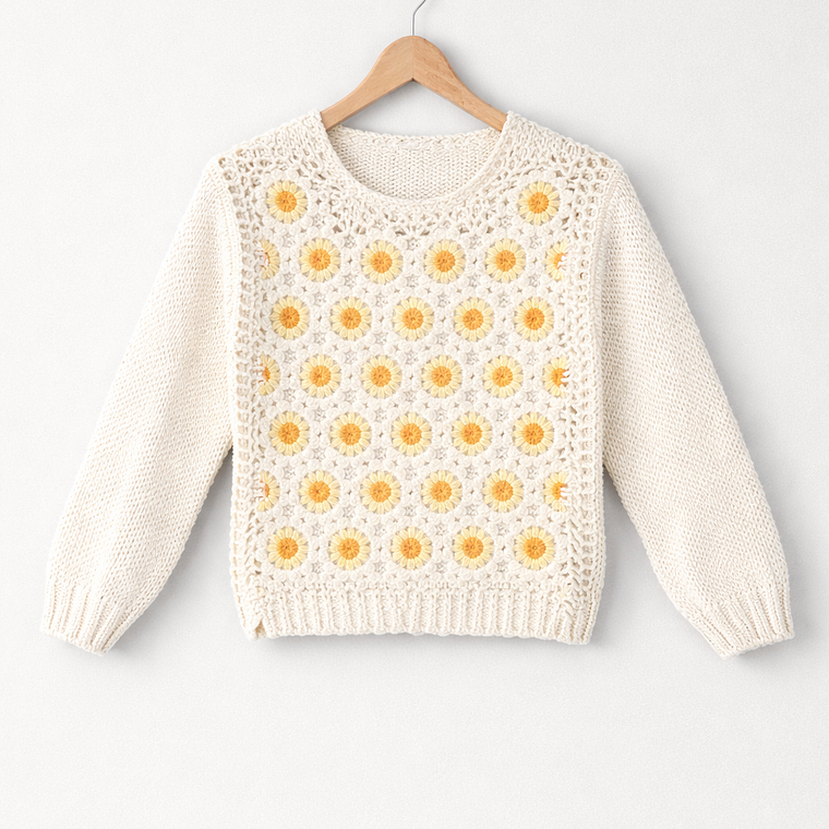 Suéter crochet flores geométricas 7