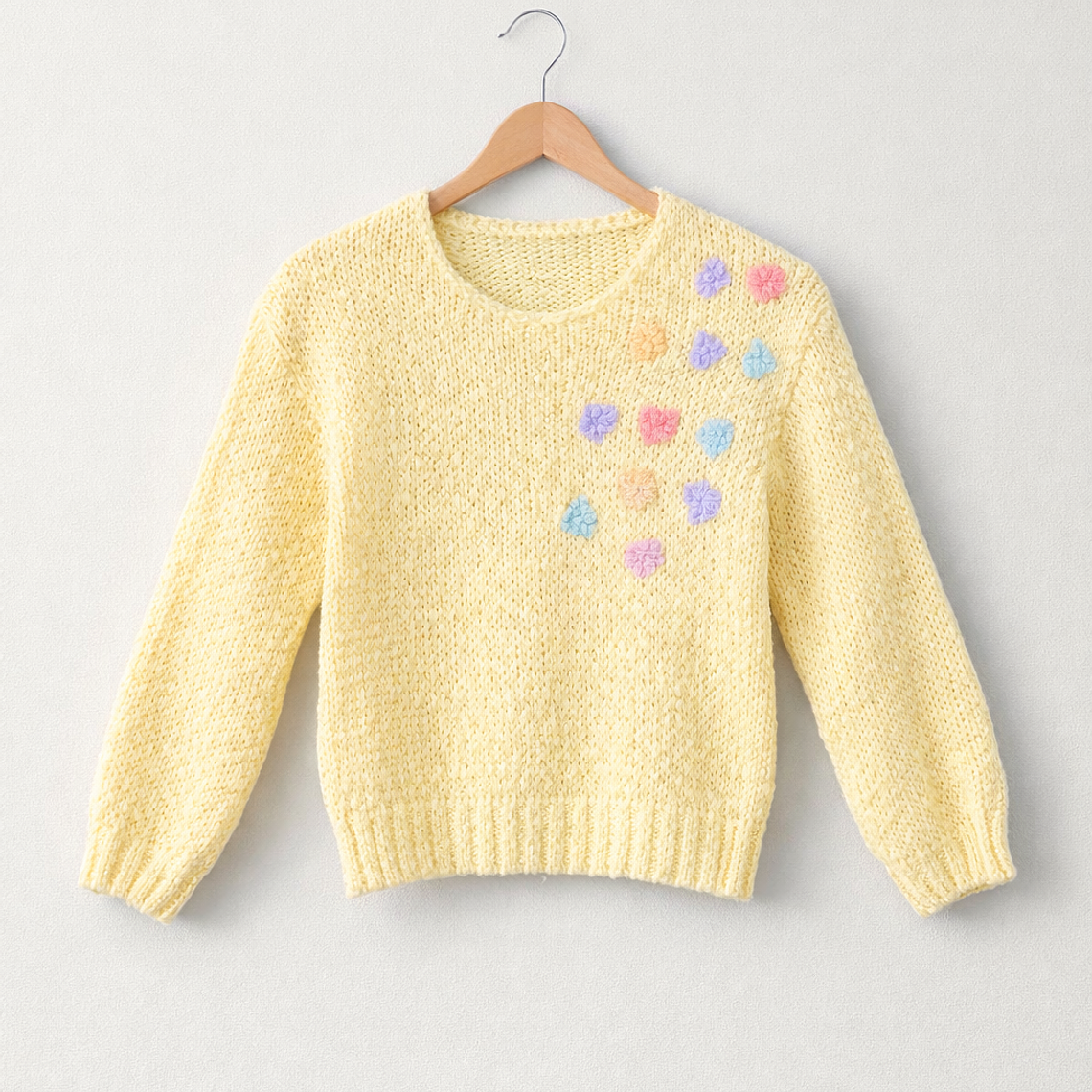 Suéter con flores en relieve pastel 5