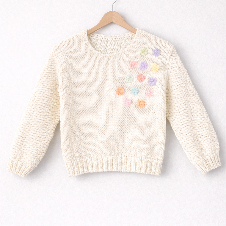 Suéter con flores en relieve pastel 6
