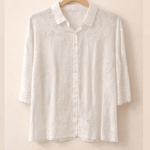 Blusa blanca Broderie Amplia 