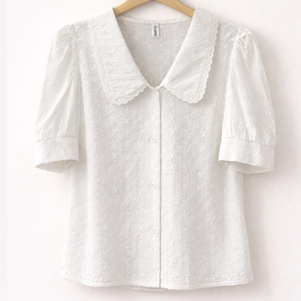 Blusa blanca Broderie con cuello 1